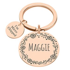 natiform personalized dog tags, stainless steel pet id tags, microchipped dog tag, floral pet name pendant, pet memorial gift for puppy kitten(rose gold)