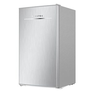 frestec 3.1 cu.ft mini fridge for bedroom, mini refrigerator with freezer, dorm fridge with freezer, reversible door perfect for room and office, adjustable temperature(without handle, silver)
