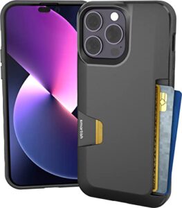 smartish iphone 14 pro max wallet case - wallet slayer vol. 1 [slim + protective] credit card holder - black tie affair