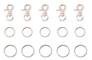 ruwado 5 pcs dog tag clips with 5 pcs 3/4 inch keychain 5 pcs 1 inch keychain gold metal dog tag rings for pet kitten cat collars id holder harnesses