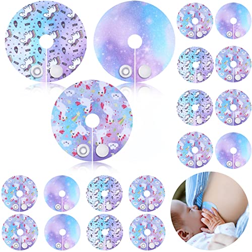 24 Pack Cotton Pads for Feeding Support, Unicorn Feeding Pads Supplies G Shape Pads Button Covers for Care (Unicorn)