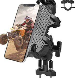 ZIDIYORUO ATV Phone Holder, Quad Phone Mount, 8 Clamps Holds 4.7-7.1" Phones, One Hand Operation Motorcycle Phone Clip for 7/8-9/8" Handlebar,Compatible with Yamaha Polaris Honda Can Am