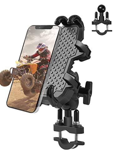 ZIDIYORUO ATV Phone Holder, Quad Phone Mount, 8 Clamps Holds 4.7-7.1" Phones, One Hand Operation Motorcycle Phone Clip for 7/8-9/8" Handlebar,Compatible with Yamaha Polaris Honda Can Am