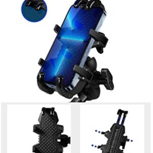 ZIDIYORUO ATV Phone Holder, Quad Phone Mount, 8 Clamps Holds 4.7-7.1" Phones, One Hand Operation Motorcycle Phone Clip for 7/8-9/8" Handlebar,Compatible with Yamaha Polaris Honda Can Am