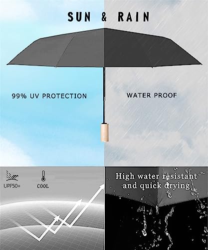 choedii Sun Umbrella UV protection Compact Portable Ultra light Weight Parasol Travel Rain Umbrella For Walking Women Waterproof Folding Umbrella 8 Ribs 0.59 Lbs (Black Manual)