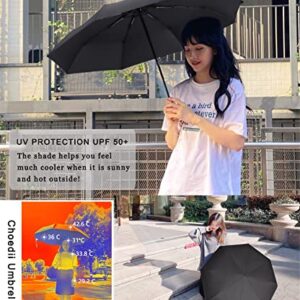 choedii Sun Umbrella UV protection Compact Portable Ultra light Weight Parasol Travel Rain Umbrella For Walking Women Waterproof Folding Umbrella 8 Ribs 0.59 Lbs (Black Manual)