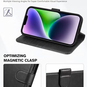 TUCCH Case for iPhone 14 Plus Wallet Case, [RFID Blocking] 4 Card Holder Stand [Shockproof TPU Interior Case] PU Leather Magnetic Protective Flip Cover Compatible with iPhone 14 Plus 6.7" 2022, Black