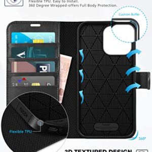 TUCCH Case for iPhone 14 Pro Max Wallet Case, [RFID Blocking] 4 Card Holder Stand [Shockproof TPU Interior Case] PU Leather Magnetic Protective Flip Cover Compatible with iPhone 14 Pro Max 6.7", Black