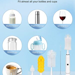 Electric Bottle Brush Set, Baby Bottle Cleaner Brush with Replaceable Brush Head, Electric Baby Bottle Brush for Water/Milk Bottles Cleaning, Water Bottle Cleaner for Pregnant Women,New Moms