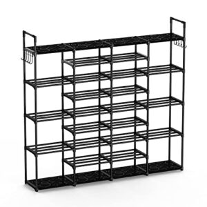 wexcise large shoe rack organizer 9 tiers 4 rows for 64-72 pairs shoe and boots, tall shoe storage metal shoe organizer garage shoe storage black for entryway, closet, bedroom, hallway