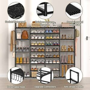 WEXCISE Large Shoe Rack Organizer 9 Tiers 4 Rows for 64-72 Pairs Shoe and Boots, Tall shoe storage Metal Shoe Organizer garage shoe storage Black for Entryway, Closet, Bedroom, Hallway
