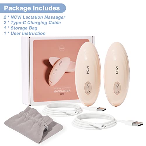 NCVI Warming Lactation Massager, Heat & Vibration, 2-in-1 Breast Massager, 2 Pack, Lactation Massager with Heat, for Breastfeeding, Pumping, Relieve Clogged Ducts, Engorgement, Improve Milk Flow