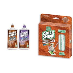 quick shine 2 pack smart combo & sustainable hard surface floor mop refill mop pad cover, 12" w x 6" d x 1/2" thick