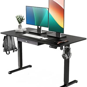 ErGear Electric Standing Desk with Drawer, Adjustable Height Sit Stand Up Desk, Home Office Desk Computer Workstation, 55x28 Inches, Black