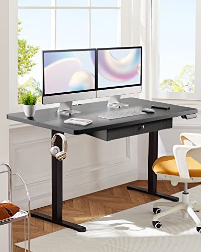 ErGear Electric Standing Desk with Drawer, Adjustable Height Sit Stand Up Desk, Home Office Desk Computer Workstation, 55x28 Inches, Black