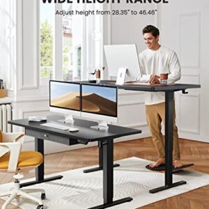 ErGear Electric Standing Desk with Drawer, Adjustable Height Sit Stand Up Desk, Home Office Desk Computer Workstation, 55x28 Inches, Black