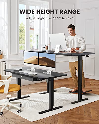 ErGear Electric Standing Desk with Drawer, Adjustable Height Sit Stand Up Desk, Home Office Desk Computer Workstation, 55x28 Inches, Black