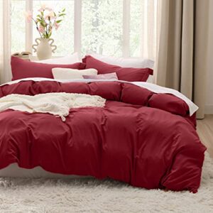 bedsure twin/twin xl duvet cover dorm bedding - soft prewashed red duvet cover twin, 2 pieces, includes 1 duvet cover (68"x90") with zipper closure & 1 pillow sham, comforter not included