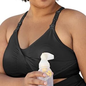 Sublime Hands Free Busty Sports Pumping & Nursing Bra | Patented All-in-One Pumping Bra for F,G,H,I Cups (Black, 2X-Busty)