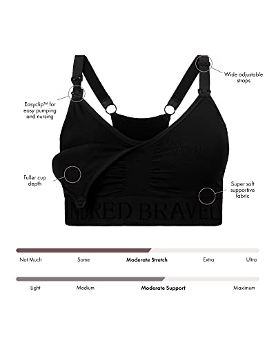 Sublime Hands Free Busty Sports Pumping & Nursing Bra | Patented All-in-One Pumping Bra for F,G,H,I Cups (Black, 2X-Busty)