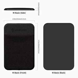 Sinjimoru Stretchy Magnetic Phone Wallet, Magnetic Card Holder for Back of Phone as Phone Wallet Stick On for MagSafe Wallet Compatible with iPhone 15 14 13 12 Series. M-Basic Black