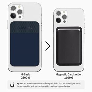 Sinjimoru Stretchy Magnetic Phone Wallet, Magnetic Card Holder for Back of Phone as Phone Wallet Stick On for MagSafe Wallet Compatible with iPhone 15 14 13 12 Series. M-Basic Black