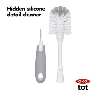 OXO Tot Bottle Drying Rack, Gray, 1 Count (Pack of 1) & Tot Bottle Brush with Nipple Cleaner and Stand - Gray