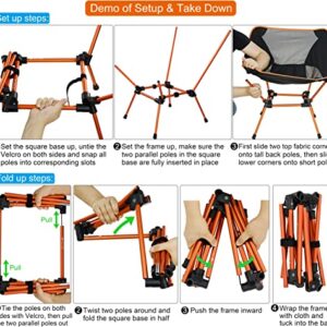 MARCHWAY Ultralight Folding Camping Chair, Heavy Duty Portable Compact for Outdoor Camp, Travel, Beach, Picnic, Festival, Hiking, Lightweight Backpacking (Orange)