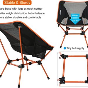 MARCHWAY Ultralight Folding Camping Chair, Heavy Duty Portable Compact for Outdoor Camp, Travel, Beach, Picnic, Festival, Hiking, Lightweight Backpacking (Orange)