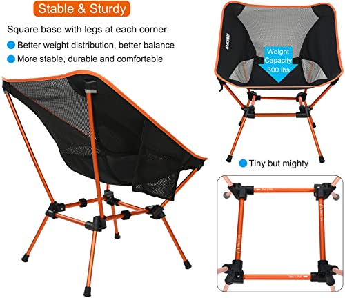 MARCHWAY Ultralight Folding Camping Chair, Heavy Duty Portable Compact for Outdoor Camp, Travel, Beach, Picnic, Festival, Hiking, Lightweight Backpacking (Orange)