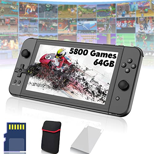 X70 Handheld Game Console 7.0 inch Pro Retro Games Consoles Classic Video Games Pad Style Preinstalled System Built-in Rechargeable Battery Gaming Consoles 64GB