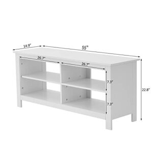 Panana TV Stand 6 Cubby Television Stands Cabinet 6 Open Media Storagefor TVs up to 80 Inches, 70 Inch (55 Inches White)