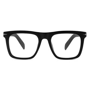 Gleyemor Blue Light Glasses for Men Women Trendy Square Frame Blue Light Blocking Lens Computer Glasses (Black)