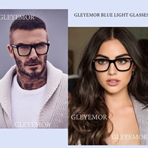 Gleyemor Blue Light Glasses for Men Women Trendy Square Frame Blue Light Blocking Lens Computer Glasses (Black)