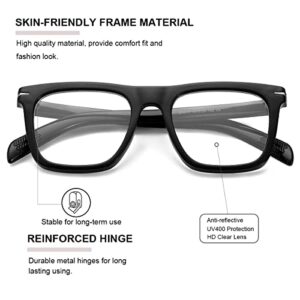 Gleyemor Blue Light Glasses for Men Women Trendy Square Frame Blue Light Blocking Lens Computer Glasses (Black)