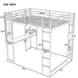 Harper & Bright Designs Full Size Loft Bed with Desk, Heavy Duty Metal Loft Bed Full with Shelves, Full Loft Bed Frame for Kids,Teens, No Box Spring Needed,Silver