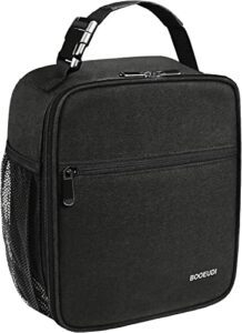 booeudi lunch box, lunch bag, lunch box for men, reusable portable lunch bag for women, durable adults tote bag lunchbox for office, work, beach, fishing, picnic, travel, black