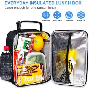 BOOEUDI Lunch box, Lunch Bag, lunch box for men, Reusable Portable Lunch Bag for Women, Durable Adults Tote Bag Lunchbox for Office, Work, Beach, Fishing, Picnic, Travel, Black