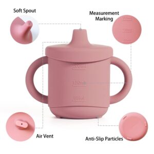 Dilovely Silicone Snack Cup Container, Sippy Cup for Toddler Pink Set