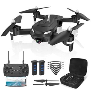 ferietelf t26 drones for adults - 1080p hd rc drone, fpv drone with camera, with wifi live video, altitude hold, headless mode, 3d flip, gravity sensor, one key take off/landing for kids or beginners