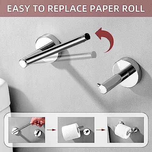 WEIKO Chrome Toilet Paper Holder Towel Ring,Bathroom Hardware Set,Hand Towel Holder Wall Mount Tissue Roll Holder with Double Post Bath Accessories SUS304 Stainless Steel 2pc