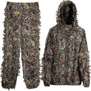 anyoupin ghillie suit, camo suit woodland camouflage clothing military clothes and pants for hunting,shooting, airsoft, wildlife photography or halloween