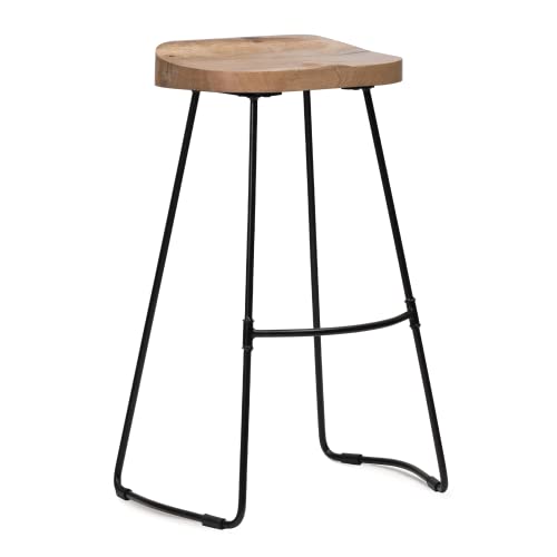 MH London Bar Stool - Perrin Bar Stool. Exclusively Designed Hand Crafted Barstools  Solid Wood Bar Height Bar Stools - Contemporary Design for Backless Wooden Bar Chair for Kitchen Counter