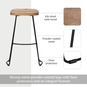 MH London Bar Stool - Perrin Bar Stool. Exclusively Designed Hand Crafted Barstools  Solid Wood Bar Height Bar Stools - Contemporary Design for Backless Wooden Bar Chair for Kitchen Counter