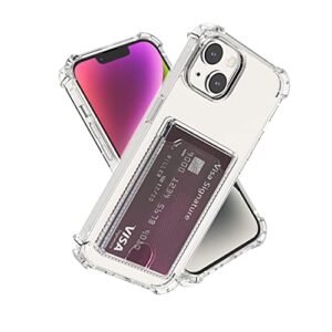 wuwedo for iphone 14 plus clear card case, protective shockproof tpu slim wallet phone case with card holder