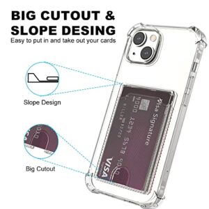 Wuwedo for iPhone 14 Plus Clear Card Case, Protective Shockproof TPU Slim Wallet Phone Case with Card Holder