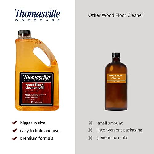 THOMASVILLE WOOD FLOOR CLEANER REFILL - Use on Hardwood, Laminated or Faux Finished Floors. Shine Restorer Protector, Surface Cleaner House Cleaning Supplies Home Improvement, Natural, Cuts Grease