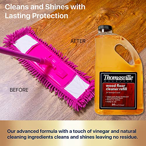 THOMASVILLE WOOD FLOOR CLEANER REFILL - Use on Hardwood, Laminated or Faux Finished Floors. Shine Restorer Protector, Surface Cleaner House Cleaning Supplies Home Improvement, Natural, Cuts Grease