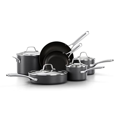 Calphalon Classic Hard-Anodized Nonstick Cookware, 10-Piece Pots and Pans Set