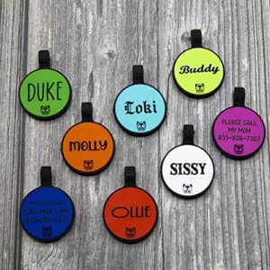 Silicone Silent Cat Tag Personalized with 5 Lines of Custom Deep Engraved Durable Soundless Pet ID Name Tag Round Small Tiffany